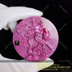 Tác phẩm uyên ương bên hoa đào Ruby Nam Phi, kích thước 56mm - Ảnh 9