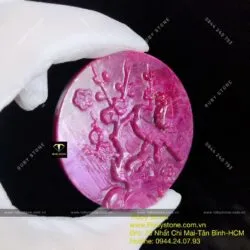 Tác phẩm uyên ương bên hoa đào Ruby Nam Phi, kích thước 56mm - Ảnh 8