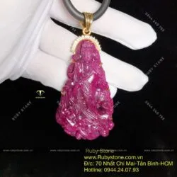 Phật Bà Ruby Nam Phi, vàng 18k, KT 58mm - Hình ảnh 13