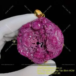 Mặt dây chuyền Thiện-Ác Ruby Nam Phi, vàng 18k - Hình ảnh 3