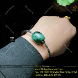 Kiềng bạc lu thống ngọc Cẩm thạch sơn thuỷ (jadeite A) - Hình ảnh 3