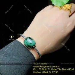 Kiềng bạc lu thống ngọc Cẩm thạch sơn thuỷ (jadeite A)