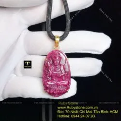 Mặt dây chuyền Đại Thế Chí Bồ Tát Ruby Nam Phi, vàng 18k