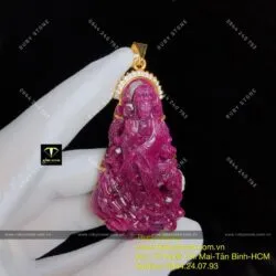 Phật Bà Ruby Nam Phi, vàng 18k, KT 58mm - Hình ảnh 7