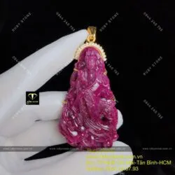 Phật Bà Ruby Nam Phi, vàng 18k, KT 58mm - Hình ảnh 8