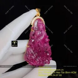 Phật Bà Ruby Nam Phi, vàng 18k, KT 58mm - Hình ảnh 4