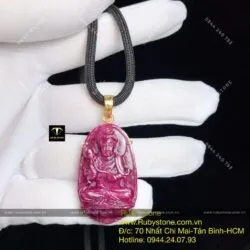 Mặt dây chuyền Đại Thế Chí Bồ Tát Ruby Nam Phi, vàng 18k - Ảnh 9