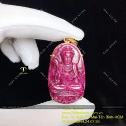 Mặt dây chuyền Đại Thế Chí Bồ Tát Ruby Nam Phi, vàng 18k - Ảnh 5