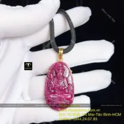Mặt dây chuyền Đại Thế Chí Bồ Tát Ruby Nam Phi, vàng 18k - Ảnh 11