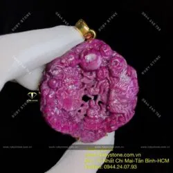Mặt dây chuyền Thiện-Ác Ruby Nam Phi, vàng 18k - Hình ảnh 4