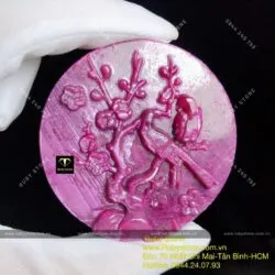 Tác phẩm uyên ương bên hoa đào Ruby Nam Phi, kích thước 56mm - Ảnh 6