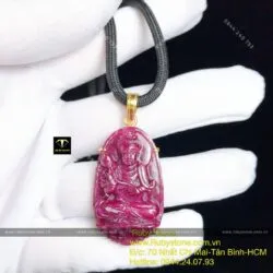 Mặt dây chuyền Đại Thế Chí Bồ Tát Ruby Nam Phi, vàng 18k - Ảnh 10