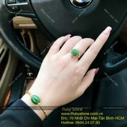 Bộ kiềng tay lu thống, vàng 18k và nhẫn hoa mẫu đơn, vàng 10k - Hình ảnh 5