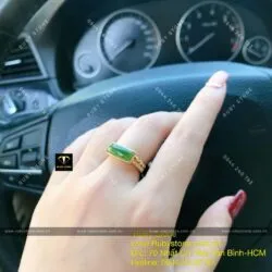 Bộ sản phẩm vòng chuỗi Ngọc bích mix charm vàng 24k và nhẫn yên ngựa, vàng 10k - Ảnh 3