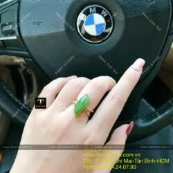 Bộ vòng tay Ngọc bích 10 ly và nhẫn thiết kế, vàng 10k