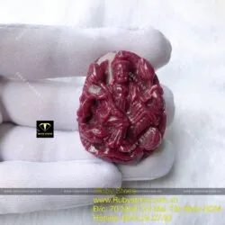 Phật Bà tự tại bên liên hoa Ruby Nam Phi, KT 43mm - Hình ảnh 4