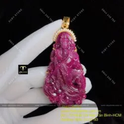 Phật Bà Ruby Nam Phi, vàng 18k, KT 58mm - Hình ảnh 6