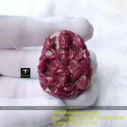 Phật Bà tự tại bên liên hoa Ruby Nam Phi, KT 43mm - Hình ảnh 5