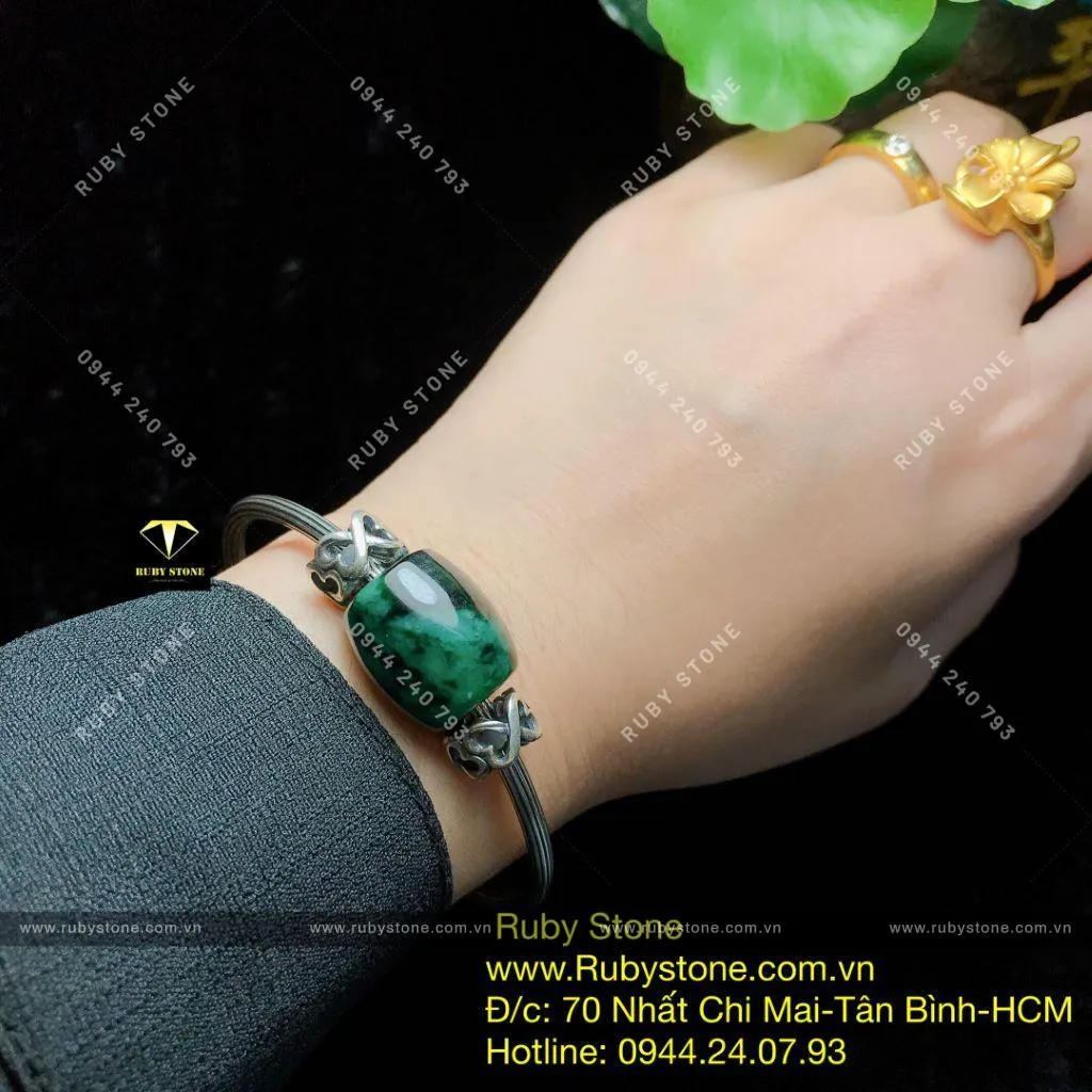 Kiềng tay bạc lu thống ngọc Cẩm thạch sơn thuỷ Kiềng tay bạc lu thống ngọc Cẩm thạch sơn thuỷ - Ảnh 3