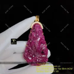 Phật Bà Ruby Nam Phi, vàng 18k, KT 58mm - Hình ảnh 10
