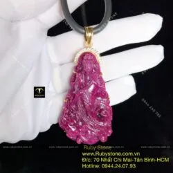 Phật Bà Ruby Nam Phi, vàng 18k, KT 58mm - Hình ảnh 11