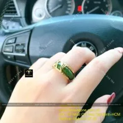 Bộ vòng Ngọc bích 10 ly mix charm vàng 24k và nhẫn ngọc bích, vàng 10k - Ảnh 4