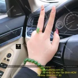 Bộ vòng tay Ngọc bích 10 ly và nhẫn thiết kế, vàng 10k