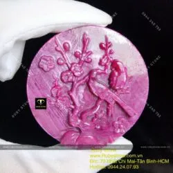 Tác phẩm uyên ương bên hoa đào Ruby Nam Phi, kích thước 56mm - Ảnh 4
