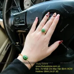 Bộ kiềng tay lu thống, vàng 18k và nhẫn hoa mẫu đơn, vàng 10k - Hình ảnh 3