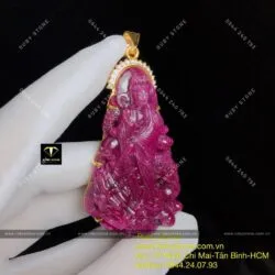 Phật Bà Ruby Nam Phi, vàng 18k, KT 58mm - Hình ảnh 5