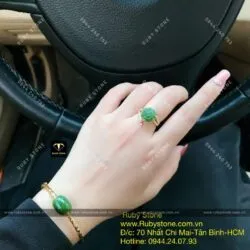 Bộ kiềng tay lu thống, vàng 18k và nhẫn hoa mẫu đơn, vàng 10k - Hình ảnh 2
