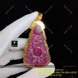 Phật Bà Ruby Nam Phi, vàng 18k, KT 58mm - Hình ảnh 3