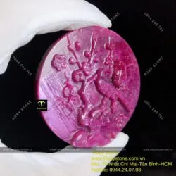 Tác phẩm uyên ương bên hoa đào Ruby Nam Phi, kích thước 56mm - Ảnh 5