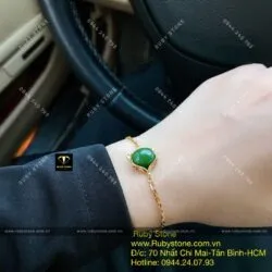 Lắc hồ ly ngọc bích Canada, vàng 18k - Ảnh 2