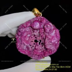 Mặt dây chuyền Thiện-Ác Ruby Nam Phi, vàng 18k