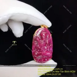 Mặt dây chuyền Đại Thế Chí Bồ Tát Ruby Nam Phi, vàng 18k - Ảnh 6