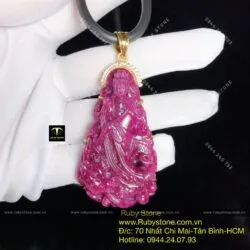Phật Bà Ruby Nam Phi, vàng 18k, KT 58mm - Hình ảnh 12