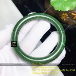 Vòng bản tròn 9 ly ngọc bích Canada sẫm màu, ni tay trên 54mm - Hình ảnh 2