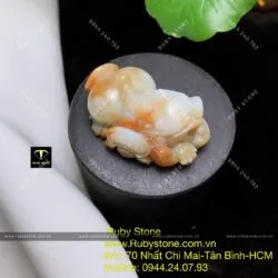 Tỳ hưu cẩm thạch huyết chạm trổ tinh xảo, KT 37mm - Hình ảnh 6