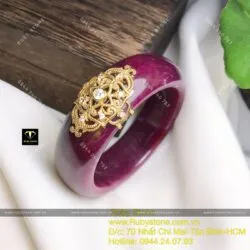 Vòng bản liền Ruby Nam Phi, ni tay 56mm, vàng 18k - Ảnh 12