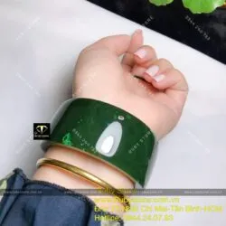 Vòng bản liền Ngọc bích xanh đậm, bản 30mm - Hình ảnh 10
