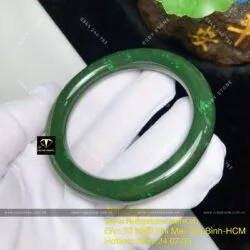 Vòng bản tròn 9 ly ngọc bích Canada sẫm màu, ni tay trên 54mm - Hình ảnh 4