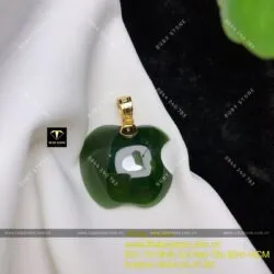 Mặt dây chuyền trái táo ngọc bích Canada đậm, móc vàng 18k - Hình ảnh 9