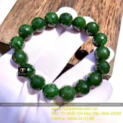 Vòng tay Ngọc bích màu đậm, mài giác 12 ly