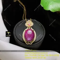 Mặt dây chuyền Oval Ruby Nam Phi, vàng 18k - Hình ảnh 3