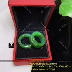 Nhẫn cặp ngọc bích Canada xanh lá, bản 12 và 6 ly - Ảnh 4