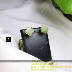 Khuyên tai cỏ bốn cánh ngọc bích, vàng 10k - Hình ảnh 8