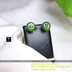 Khuyên tai Đồng điếu nhị đỏ Ngọc Bích, vàng 10k Khuyên tai Đồng điếu nhị đỏ Ngọc Bích, vàng 10k