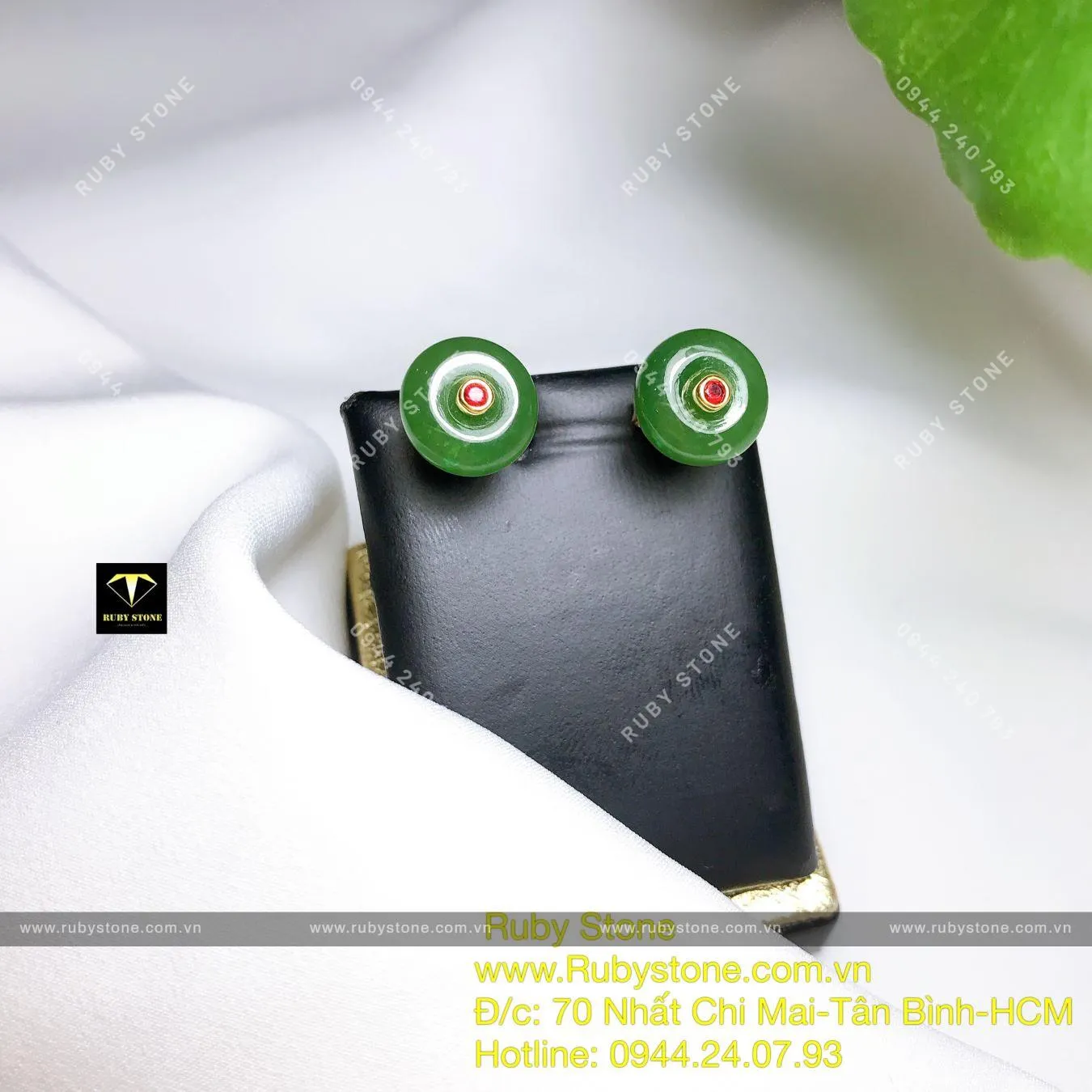 Khuyên tai Đồng điếu nhị đỏ Ngọc Bích, vàng 10k Khuyên tai Đồng điếu nhị đỏ Ngọc Bích, vàng 10k - Ảnh 3