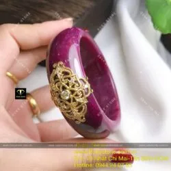 Vòng bản liền Ruby Nam Phi, ni tay 56mm, vàng 18k - Ảnh 10